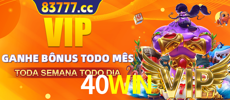 Banner promocional do 40WIN oferecendo 100% de recompensas adicionais contínuas para quem fizer o login diário (Daily sign-in), com um mascote de coelho.