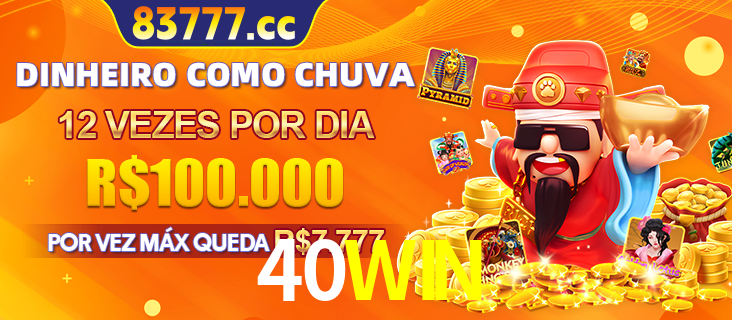 Banner do programa de recompensas Recomende para amigos do 40WIN, detalhando os bônus por convidar amigos, com prêmios que chegam a R$288.888.