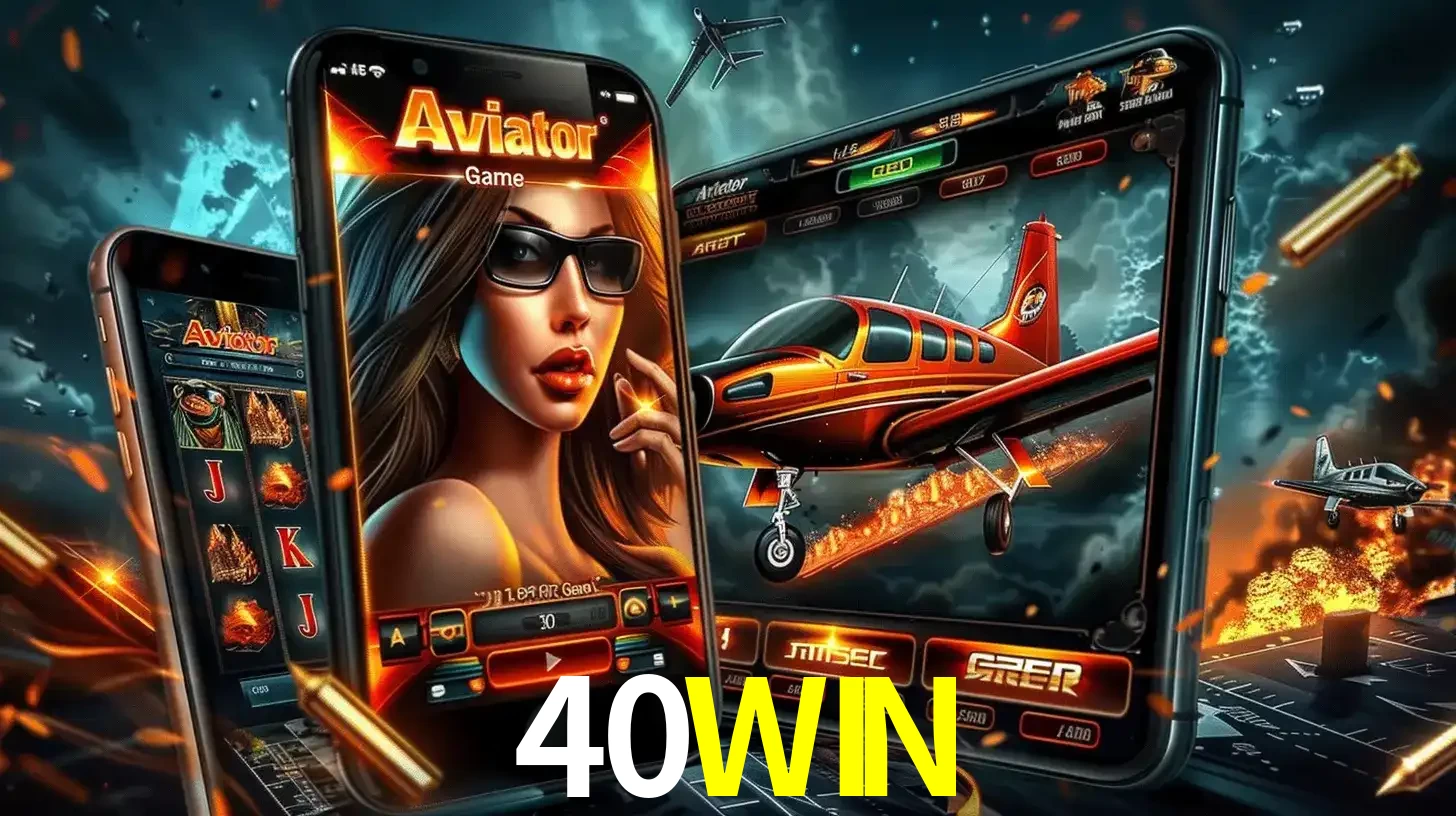 O popular jogo de apostas Aviator exibido em vários celulares e tablets, mostrando a interface emocionante e a ação de voo disponíveis para jogar agora no 40WIN.