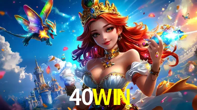 A princesa de um reino de fantasia mágico, com seu pequeno dragão, apresentando um mundo de prêmios encantados nos jogos de caça-níqueis do cassino 40WIN.